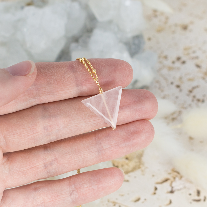 Custom Gemstone Crystal Triangle Necklace