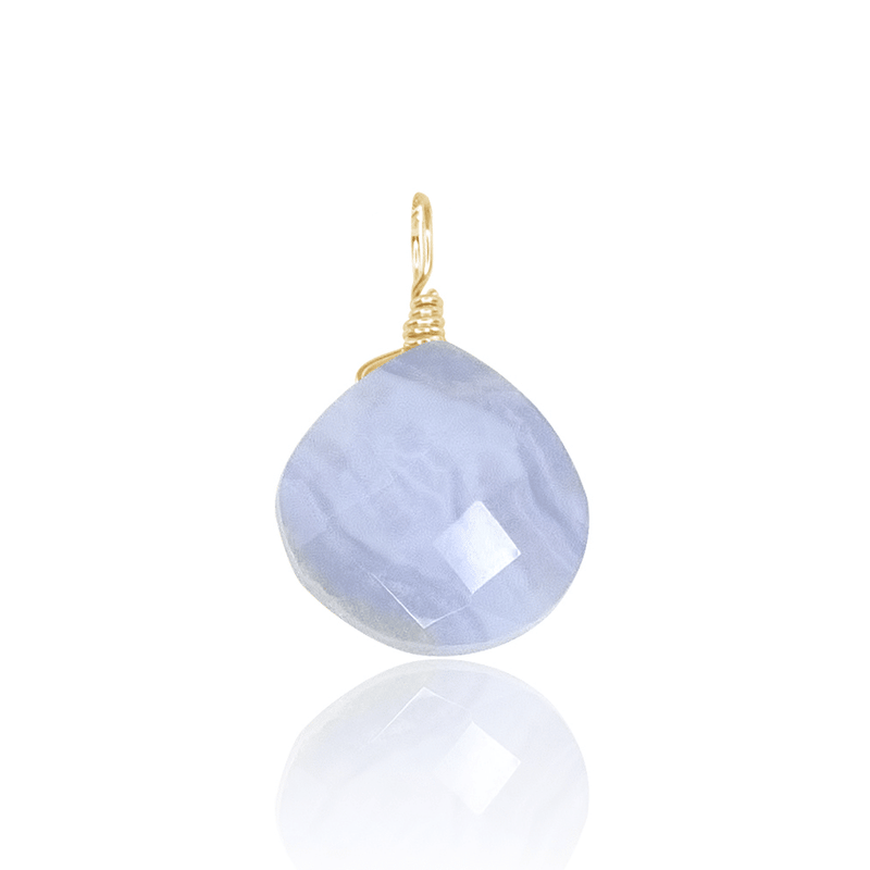 Tiny Blue Lace Agate Teardrop Gemstone Pendant