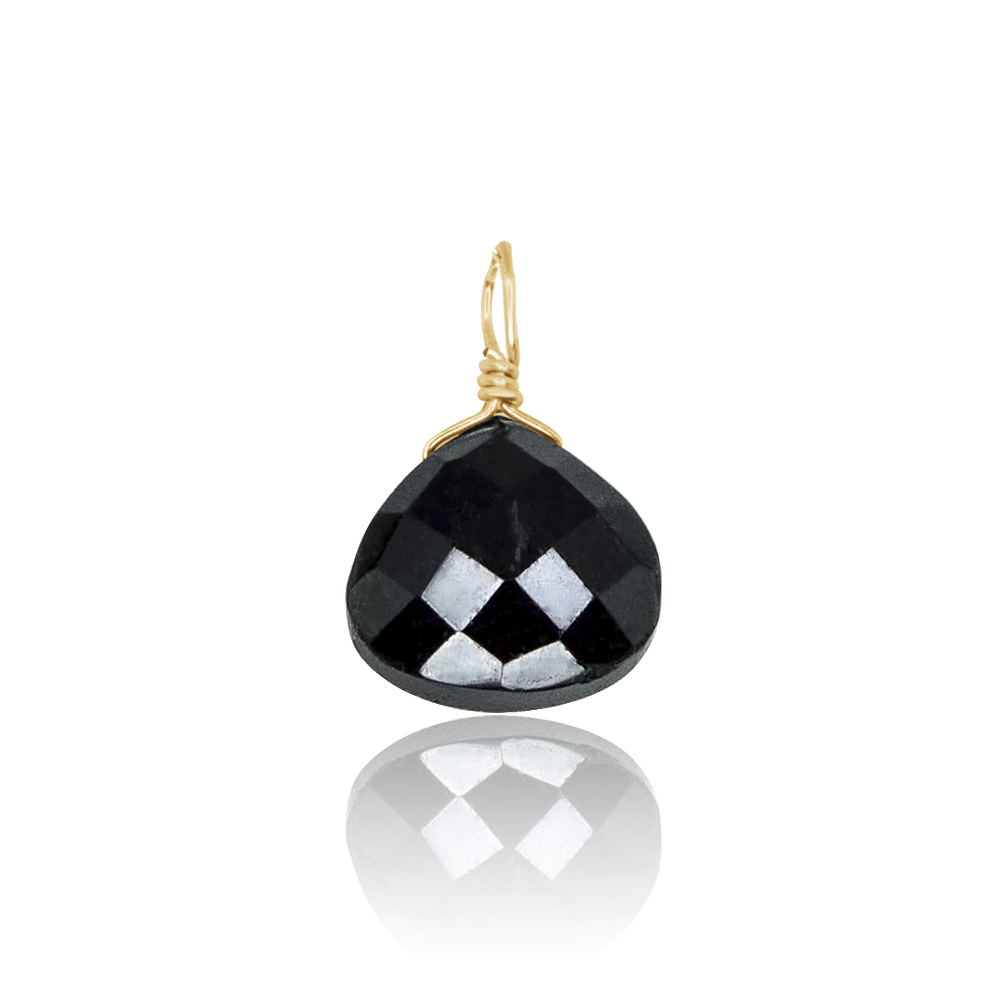 Tiny Black Onyx Teardrop Gemstone Pendant