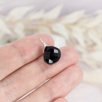 Tiny Black Tourmaline Teardrop Gemstone Pendant