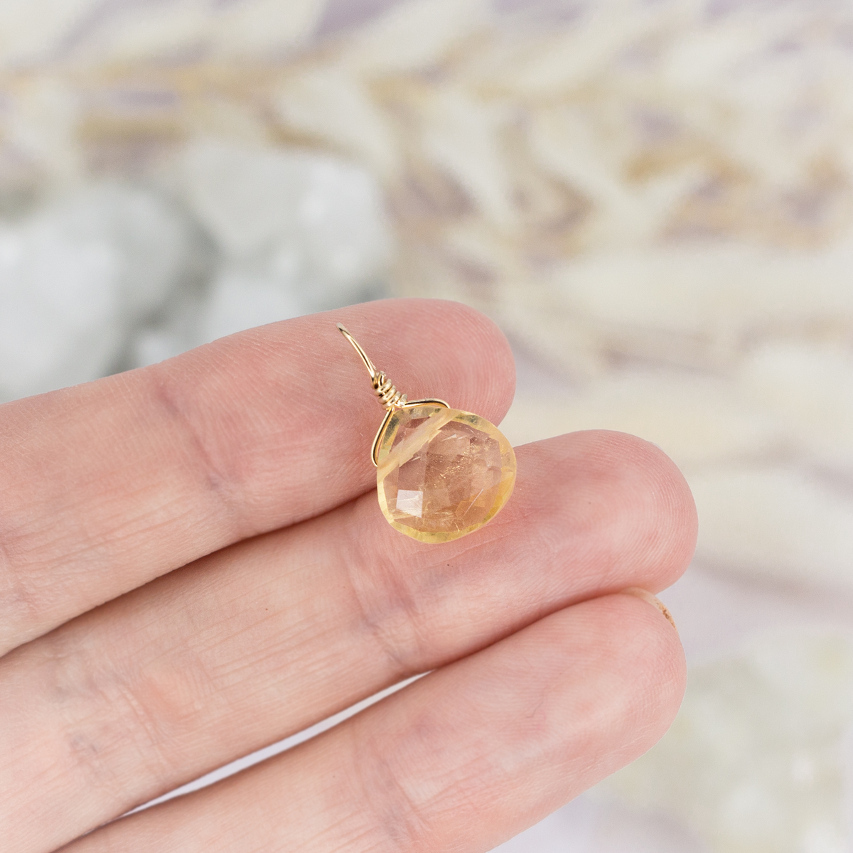 Tiny Citrine Teardrop Gemstone Pendant