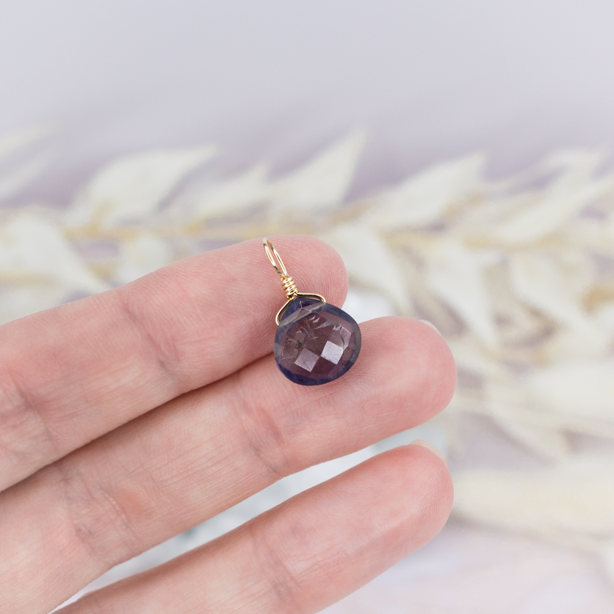 Tiny Iolite Teardrop Gemstone Pendant