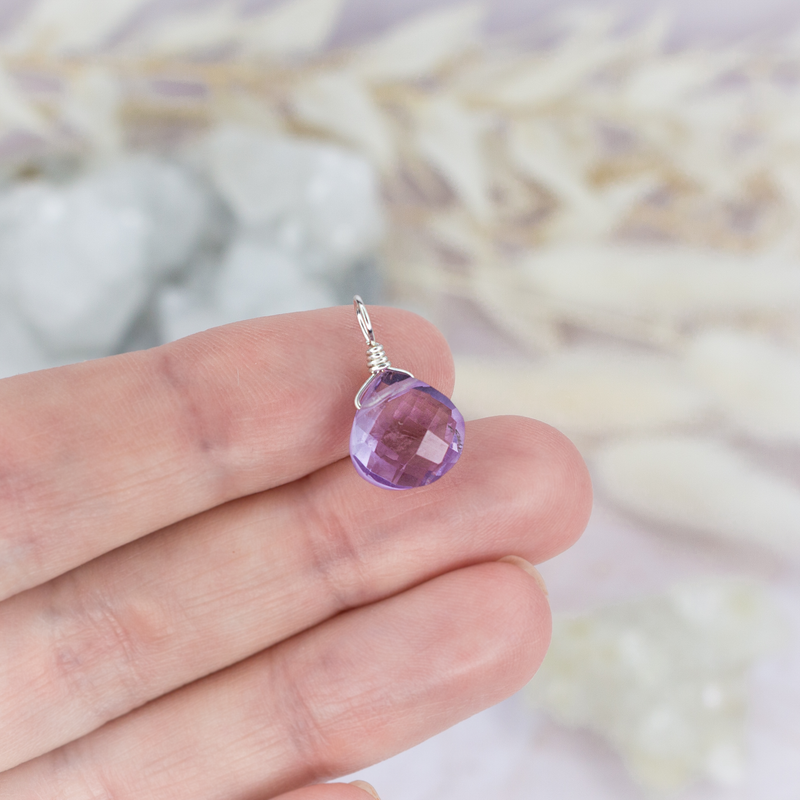 Tiny Pink Amethyst Teardrop Gemstone Pendant