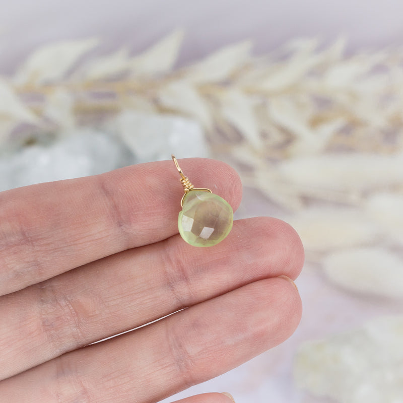 Tiny Prehnite Teardrop Gemstone Pendant