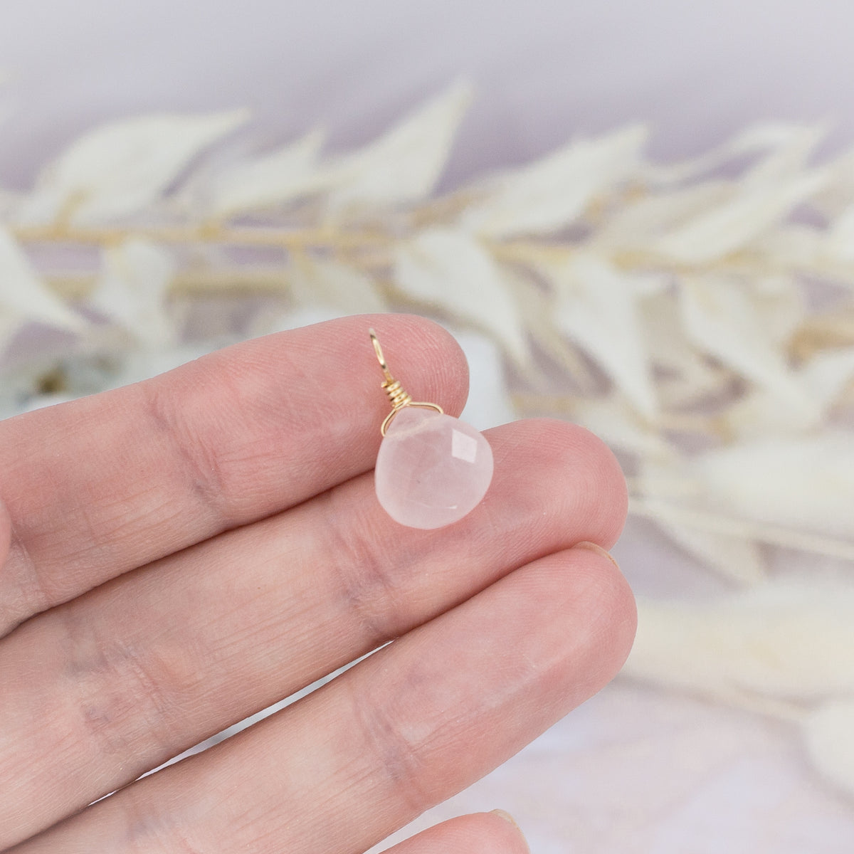 Tiny Rose Quartz Teardrop Gemstone Pendant