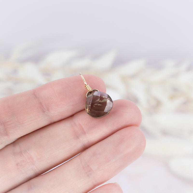 Tiny Smoky Quartz Teardrop Gemstone Pendant