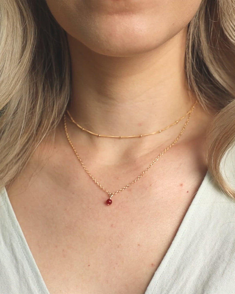 Carnelian Gemstone Chain Layered Choker Necklace