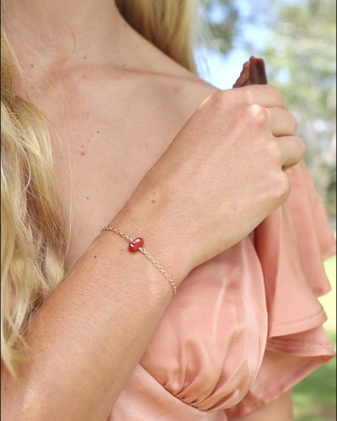 Carnelian Double Terminated Mini Crystal Point Bracelet