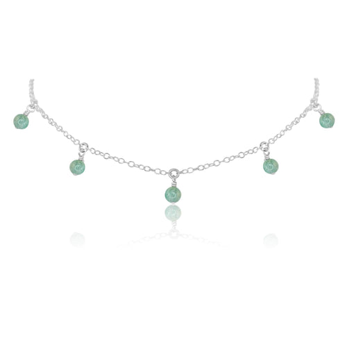 Amazonite Bead Drop Choker - Amazonite Bead Drop Choker - Sterling Silver - Luna Tide Handmade Crystal Jewellery