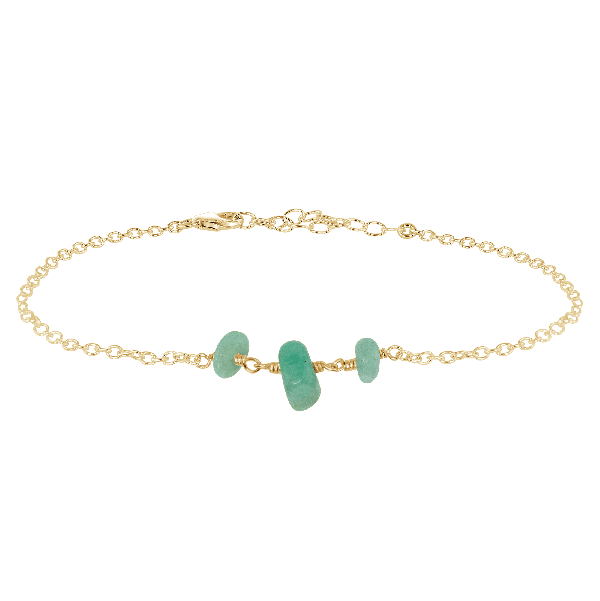 Amazonite Beaded Chain Anklet - Amazonite Beaded Chain Anklet - 14k Gold Fill - Luna Tide Handmade Crystal Jewellery