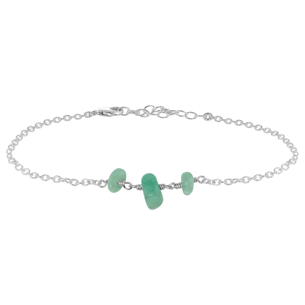 Amazonite Beaded Chain Anklet - Amazonite Beaded Chain Anklet - Sterling Silver - Luna Tide Handmade Crystal Jewellery