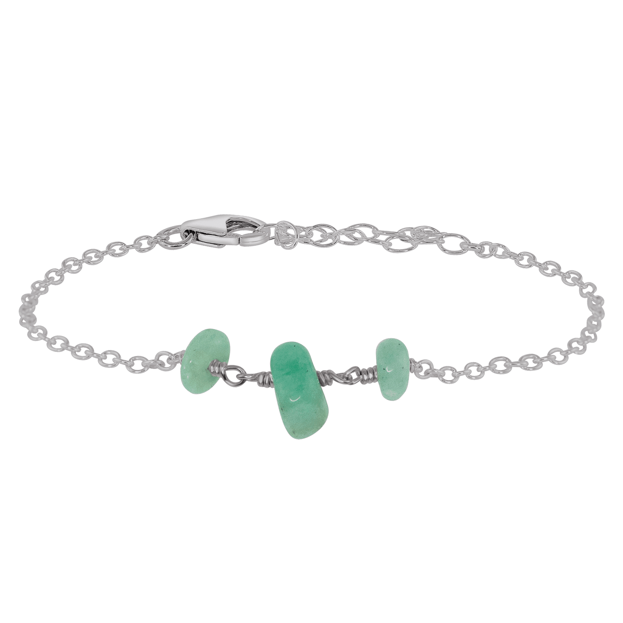 Amazonite Beaded Chain Bracelet - Amazonite Beaded Chain Bracelet - Stainless Steel - Luna Tide Handmade Crystal Jewellery
