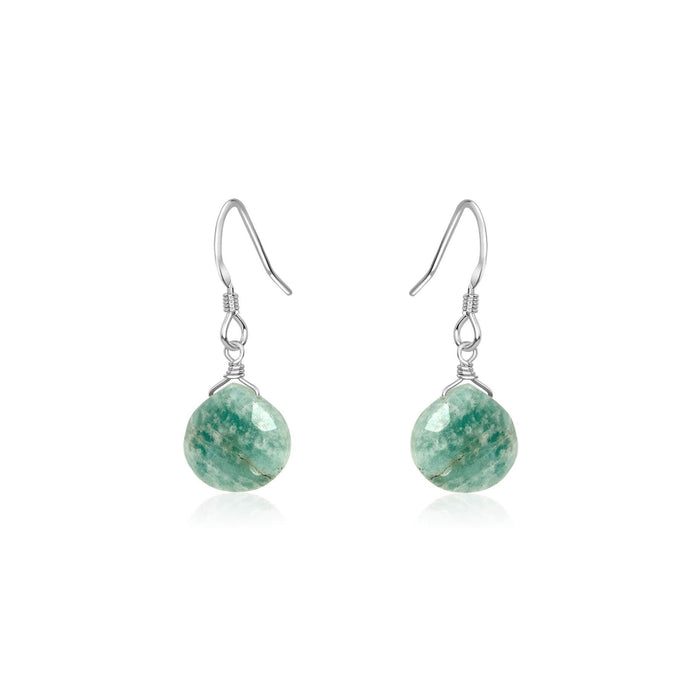 Amazonite Gemstone Teardrop Dangle Earrings - Amazonite Gemstone Teardrop Dangle Earrings - Sterling Silver - Luna Tide Handmade Crystal Jewellery
