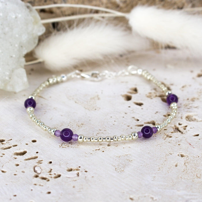 Amethyst Ancient Tides Bracelet - Amethyst Ancient Tides Bracelet - Sterling Silver - Luna Tide Handmade Crystal Jewellery