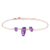 Beaded Chain Bracelet - Amethyst - 14K Rose Gold Fill - Luna Tide Handmade Jewellery