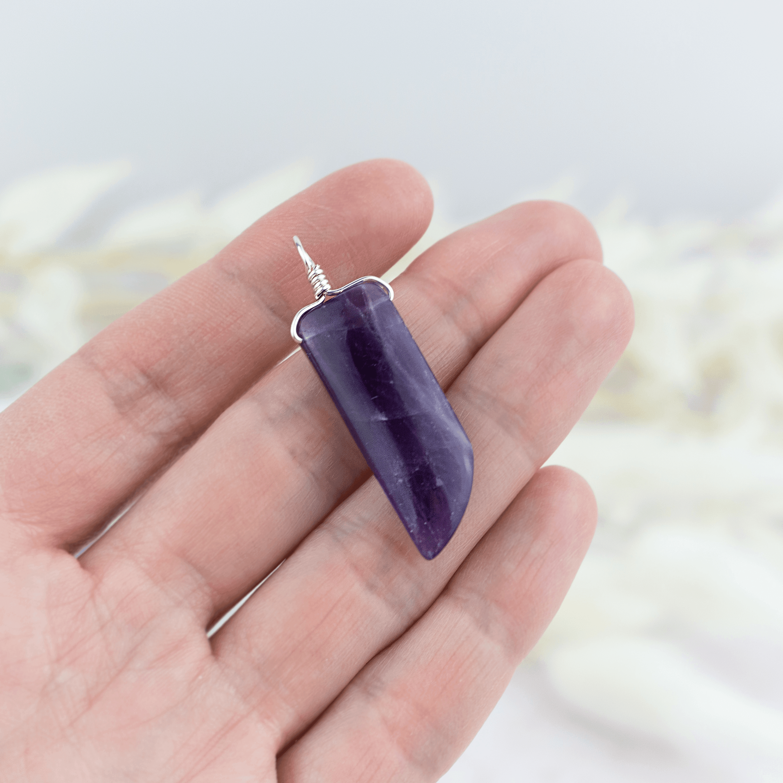 Amethyst Smooth Point Crystal Pendant - Amethyst Smooth Point Crystal Pendant - Sterling Silver - Luna Tide Handmade Crystal Jewellery