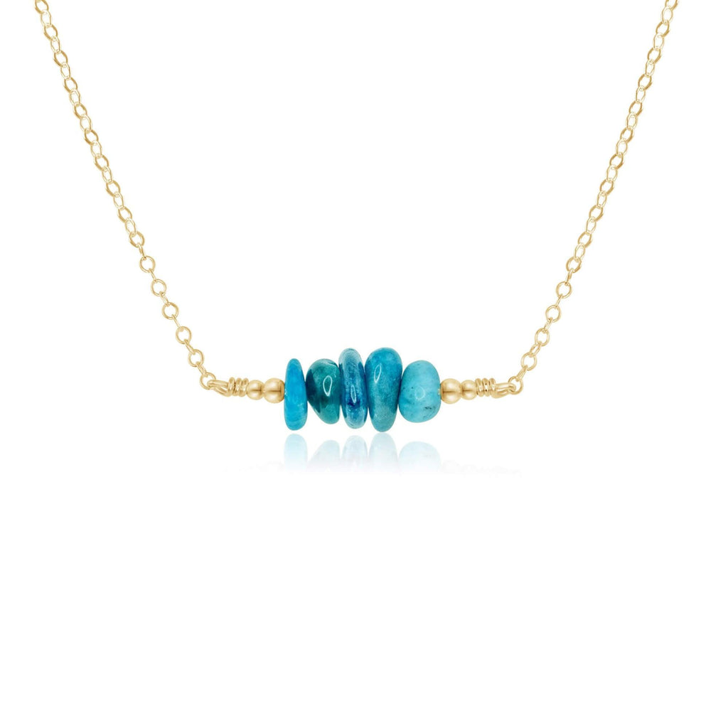 Apatite Chip Bead Bar Necklace - Apatite Chip Bead Bar Necklace - 14k Gold Fill - Luna Tide Handmade Crystal Jewellery