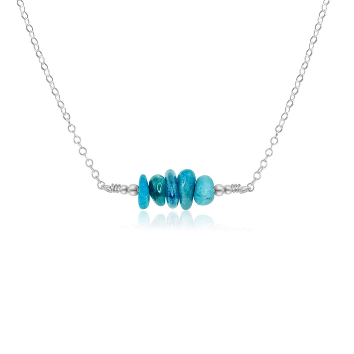 Apatite Chip Bead Bar Necklace - Apatite Chip Bead Bar Necklace - Sterling Silver - Luna Tide Handmade Crystal Jewellery