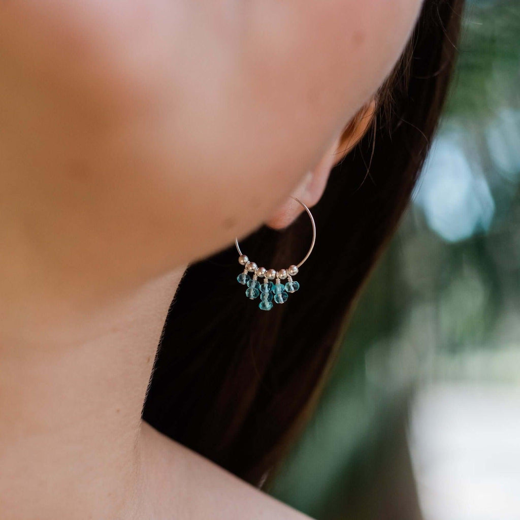 Apatite Statement Hoop Earrings - Apatite Statement Hoop Earrings - 14k Gold Fill - Luna Tide Handmade Crystal Jewellery