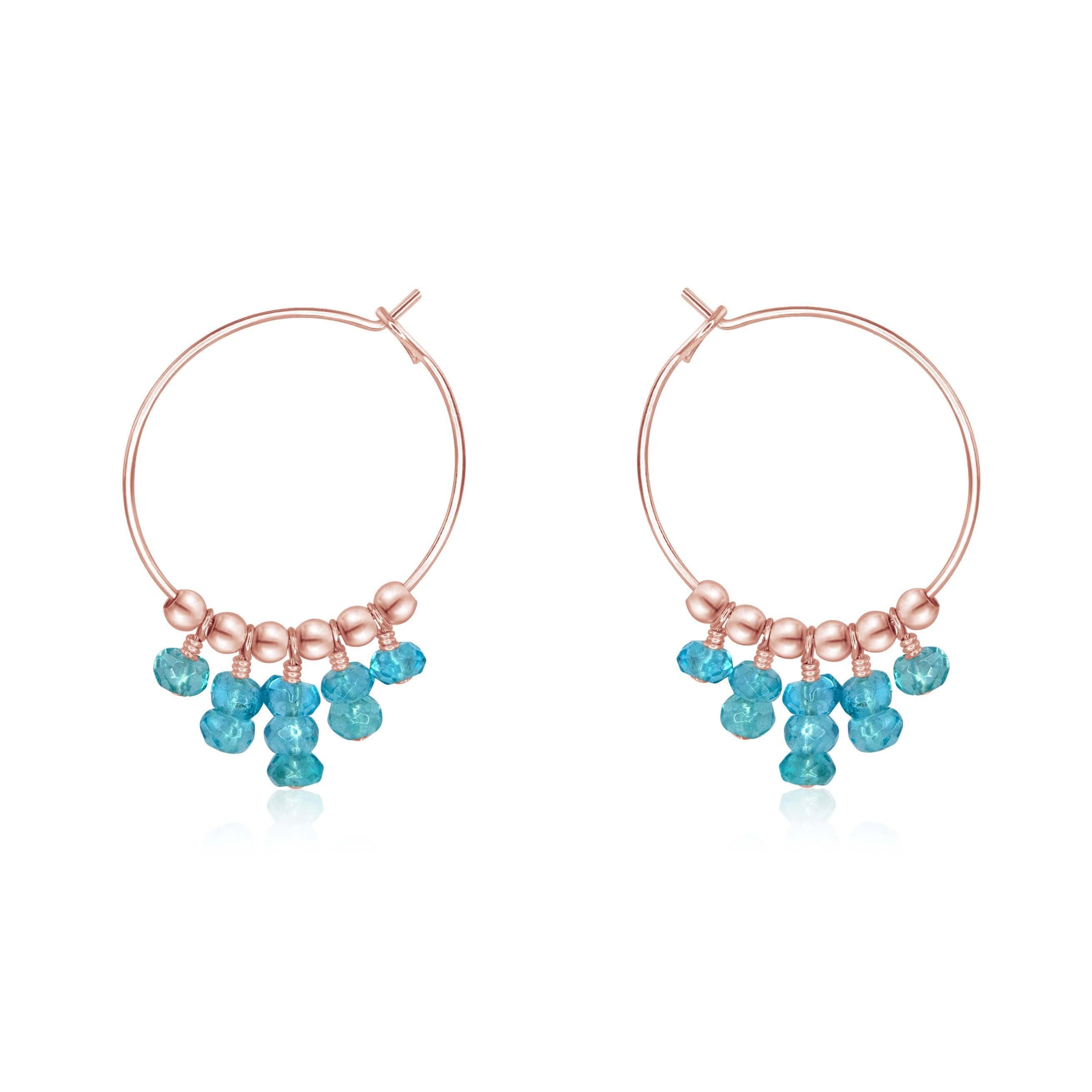 Apatite Statement Hoop Earrings - Apatite Statement Hoop Earrings - 14k Rose Gold Fill - Luna Tide Handmade Crystal Jewellery