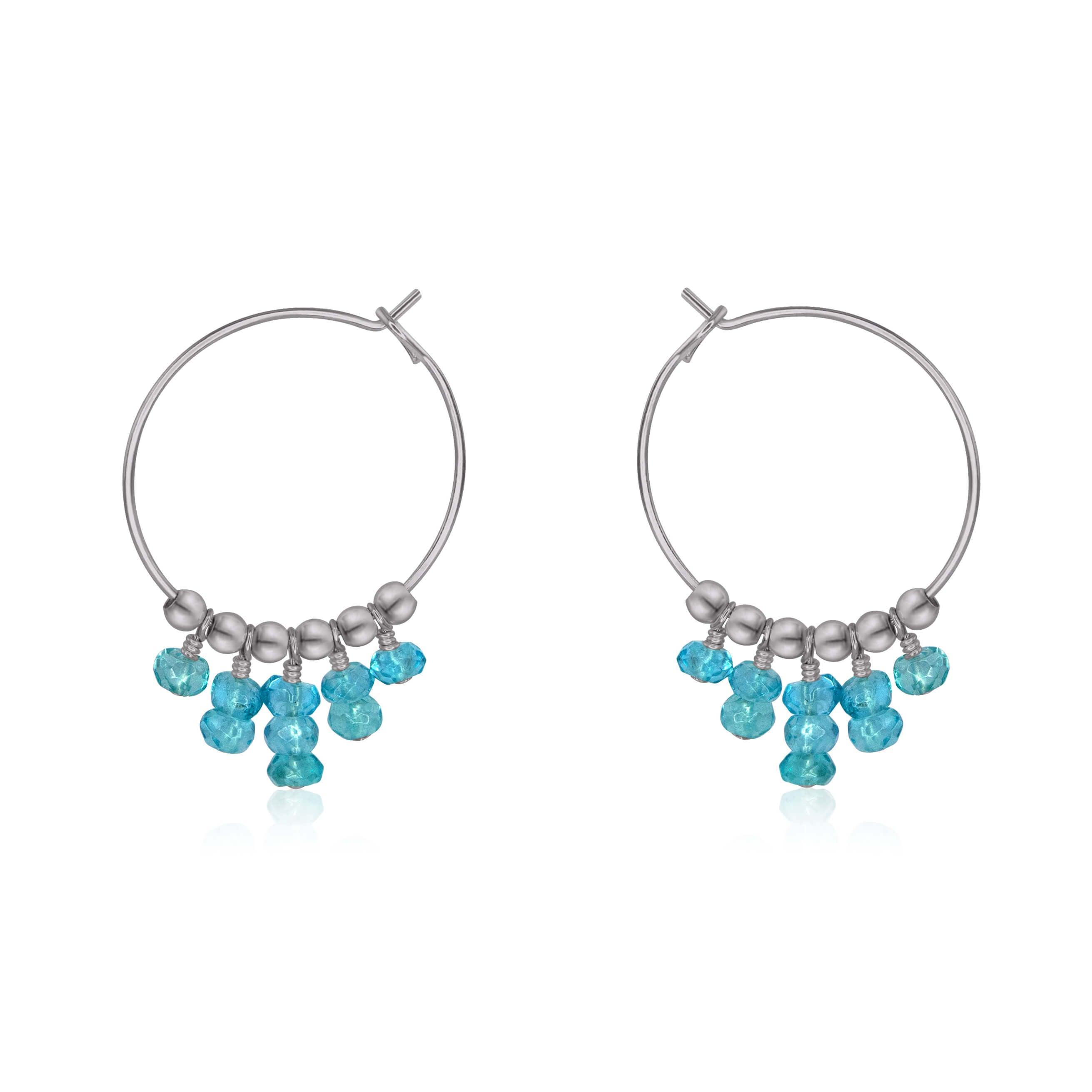 Apatite Statement Hoop Earrings - Apatite Statement Hoop Earrings - Stainless Steel - Luna Tide Handmade Crystal Jewellery