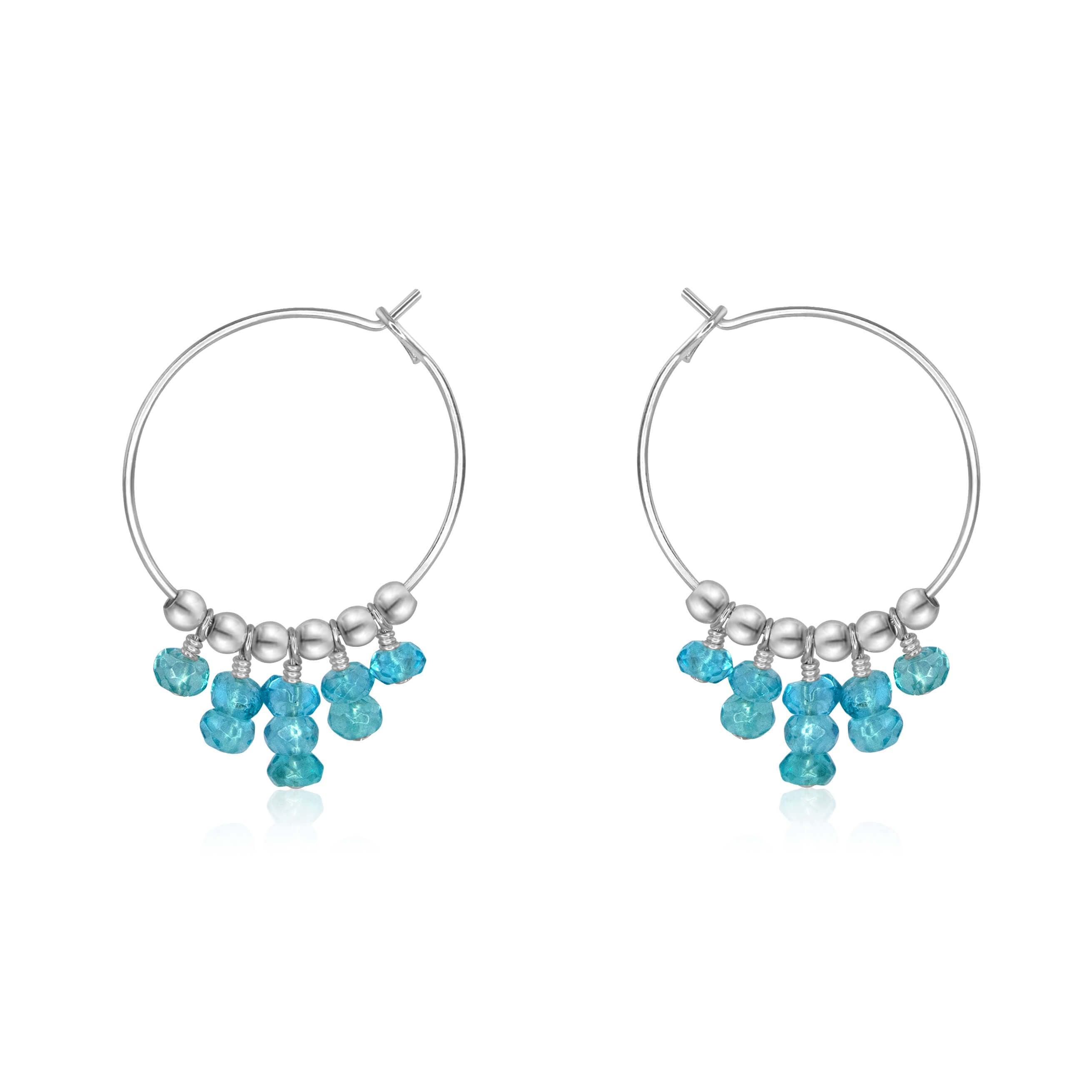 Apatite Statement Hoop Earrings - Apatite Statement Hoop Earrings - Sterling Silver - Luna Tide Handmade Crystal Jewellery