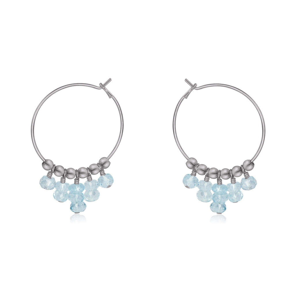 Aquamarine Statement Hoop Earrings - Aquamarine Statement Hoop Earrings - Stainless Steel - Luna Tide Handmade Crystal Jewellery