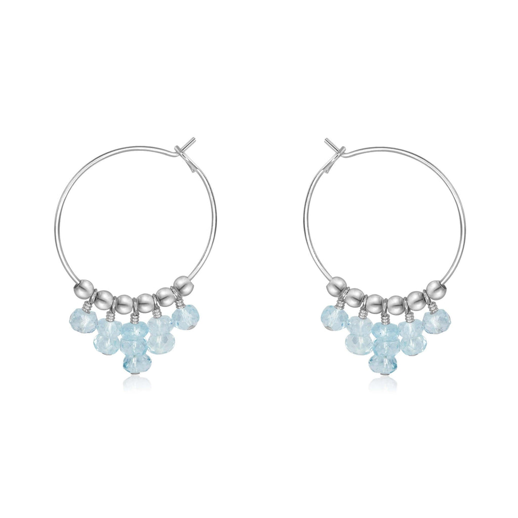 Aquamarine Statement Hoop Earrings - Aquamarine Statement Hoop Earrings - Sterling Silver - Luna Tide Handmade Crystal Jewellery