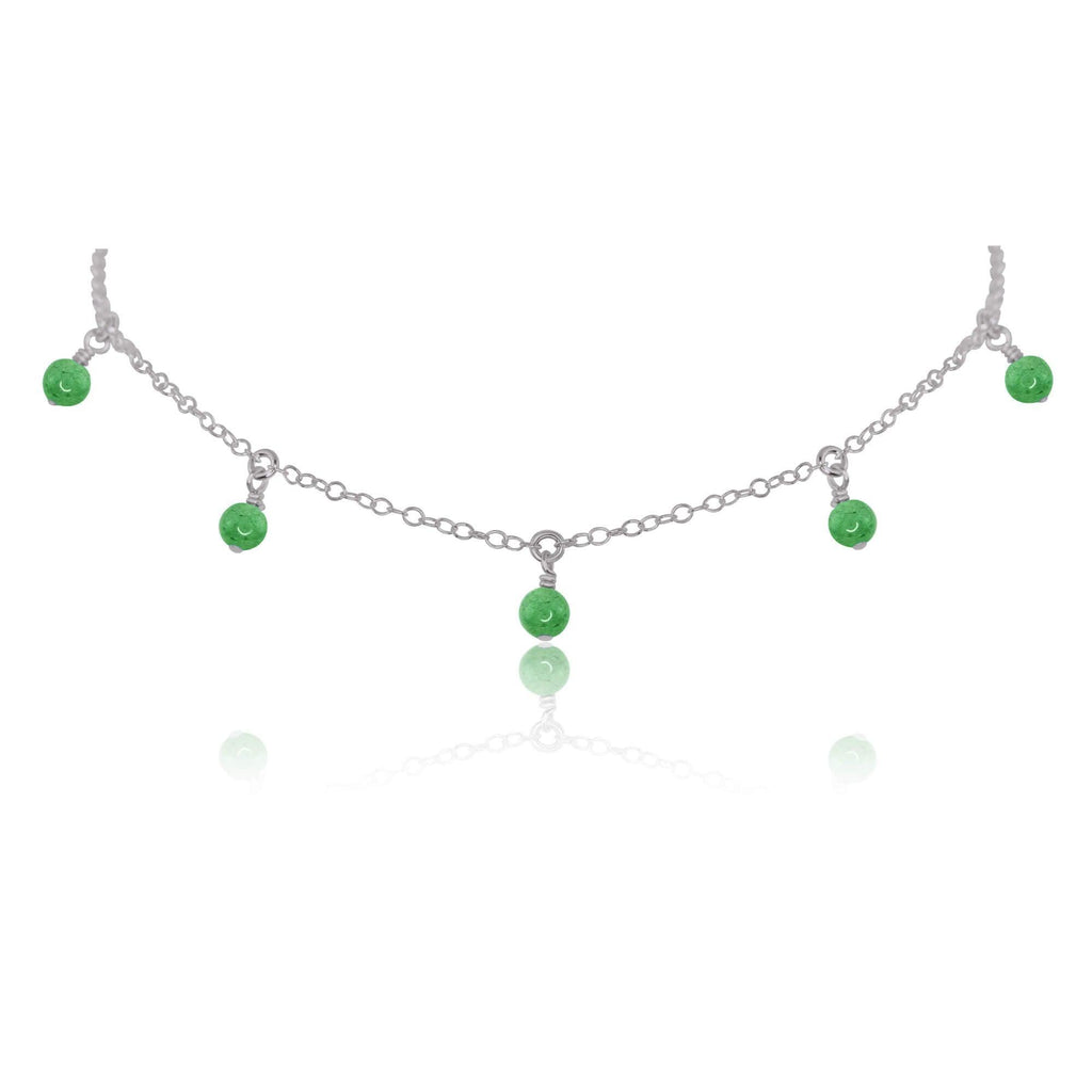 Aventurine Bead Drop Choker - Aventurine Bead Drop Choker - Stainless Steel - Luna Tide Handmade Crystal Jewellery