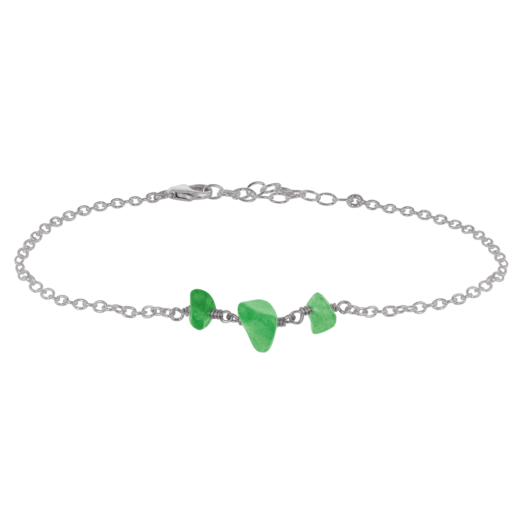 Aventurine Beaded Chain Anklet - Aventurine Beaded Chain Anklet - Stainless Steel - Luna Tide Handmade Crystal Jewellery
