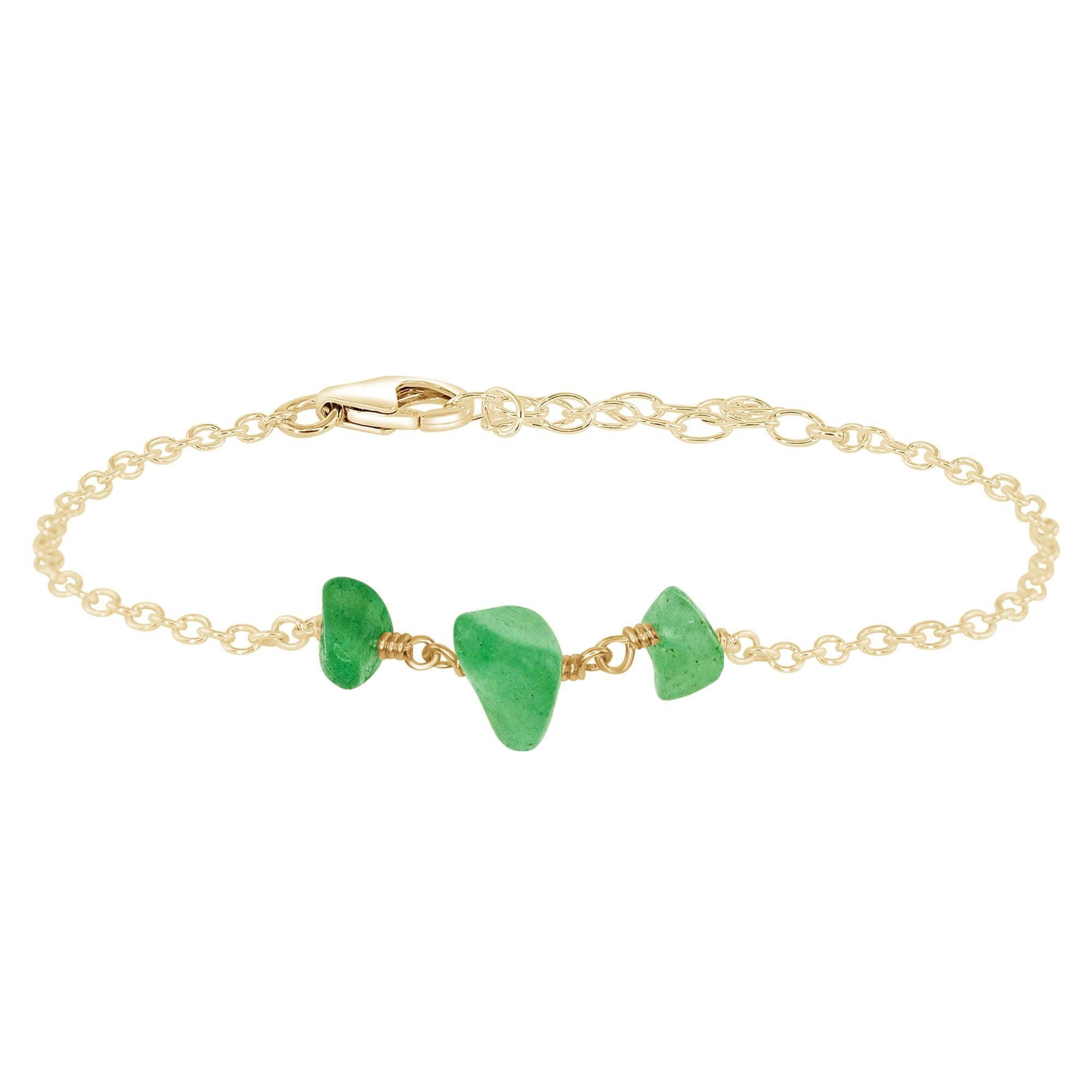 Aventurine Beaded Chain Bracelet - Aventurine Beaded Chain Bracelet - 14k Gold Fill - Luna Tide Handmade Crystal Jewellery
