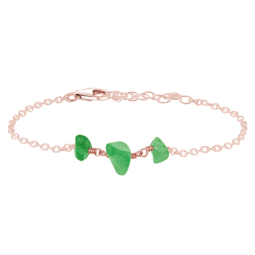 Aventurine Beaded Chain Bracelet - Aventurine Beaded Chain Bracelet - 14k Rose Gold Fill - Luna Tide Handmade Crystal Jewellery
