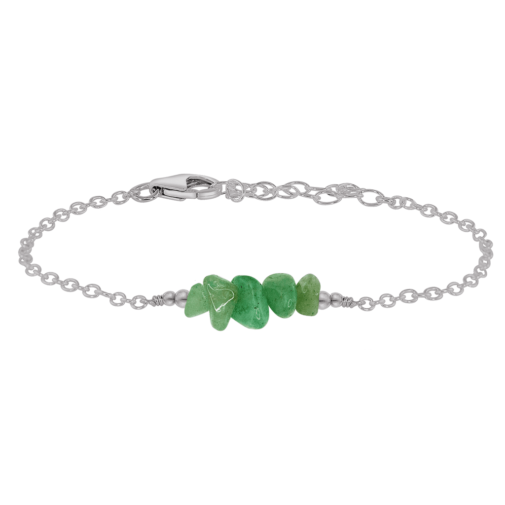 Aventurine Chip Bead Bar Bracelet - Aventurine Chip Bead Bar Bracelet - Stainless Steel - Luna Tide Handmade Crystal Jewellery