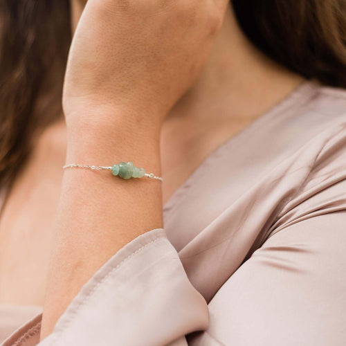 Aventurine Chip Bead Bar Bracelet - Aventurine Chip Bead Bar Bracelet - Sterling Silver - Luna Tide Handmade Crystal Jewellery