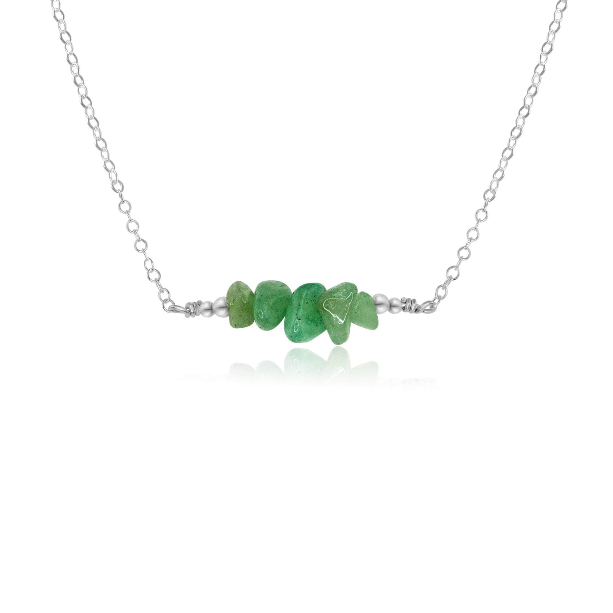 Aventurine Chip Bead Bar Necklace - Aventurine Chip Bead Bar Necklace - Sterling Silver - Luna Tide Handmade Crystal Jewellery