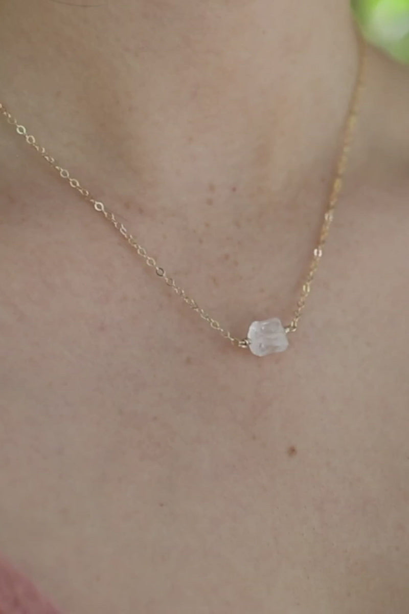 Tiny Raw Crystal Quartz Crystal Nugget Necklace