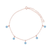 Bead Drop Anklet - Aquamarine - 14K Rose Gold Fill - Luna Tide Handmade Jewellery