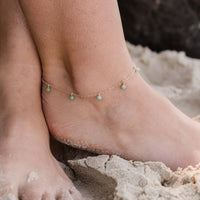 Bead Drop Anklet - Aventurine - 14K Gold Fill - Luna Tide Handmade Jewellery