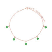 Bead Drop Anklet - Aventurine - 14K Rose Gold Fill - Luna Tide Handmade Jewellery