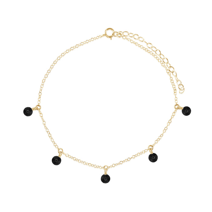 Bead Drop Anklet - Black Onyx - 14K Gold Fill - Luna Tide Handmade Jewellery