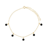 Bead Drop Anklet - Black Tourmaline - 14K Gold Fill - Luna Tide Handmade Jewellery