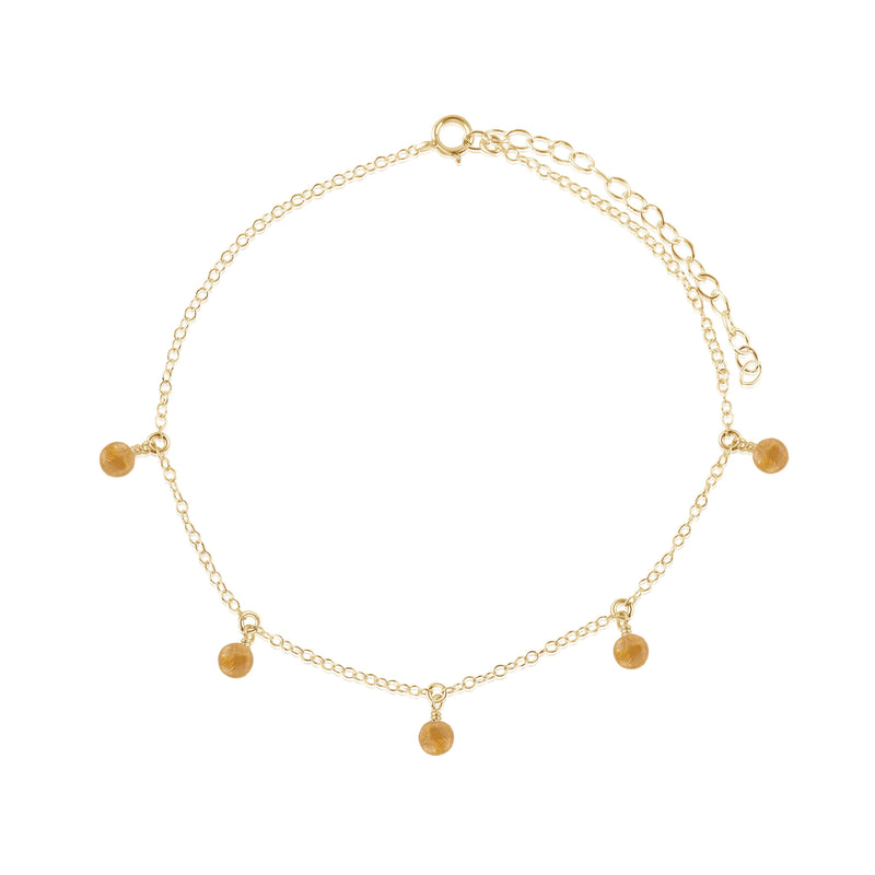 Bead Drop Anklet - Citrine - 14K Gold Fill - Luna Tide Handmade Jewellery