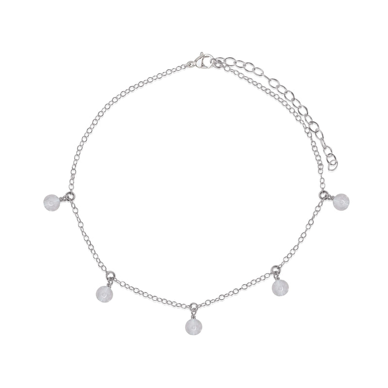 Bead Drop Anklet - Crystal Quartz - Stainless Steel - Luna Tide Handmade Jewellery