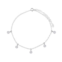Bead Drop Anklet - Crystal Quartz - Sterling Silver - Luna Tide Handmade Jewellery