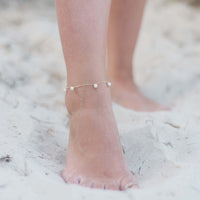 Bead Drop Anklet - Freshwater Pearl - 14K Gold Fill - Luna Tide Handmade Jewellery