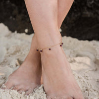Bead Drop Anklet - Garnet - 14K Gold Fill - Luna Tide Handmade Jewellery