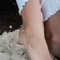 Bead Drop Anklet - Howlite - 14K Gold Fill - Luna Tide Handmade Jewellery