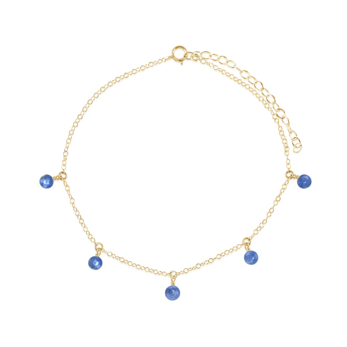 Bead Drop Anklet - Kyanite - 14K Gold Fill - Luna Tide Handmade Jewellery