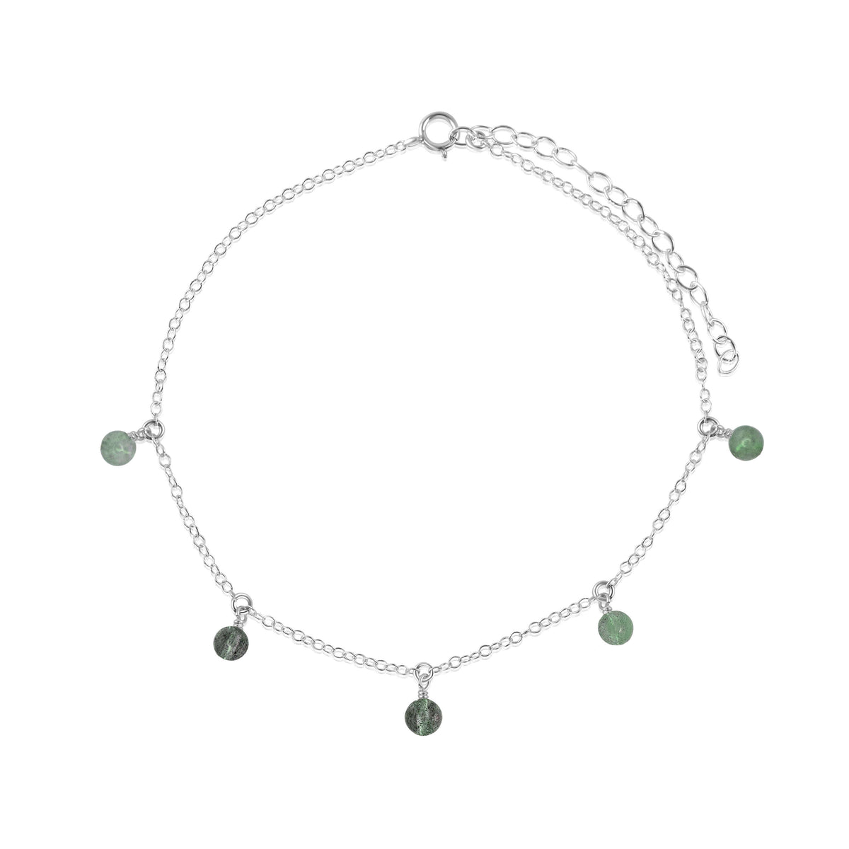 Bead Drop Anklet - Labradorite - Sterling Silver - Luna Tide Handmade Jewellery