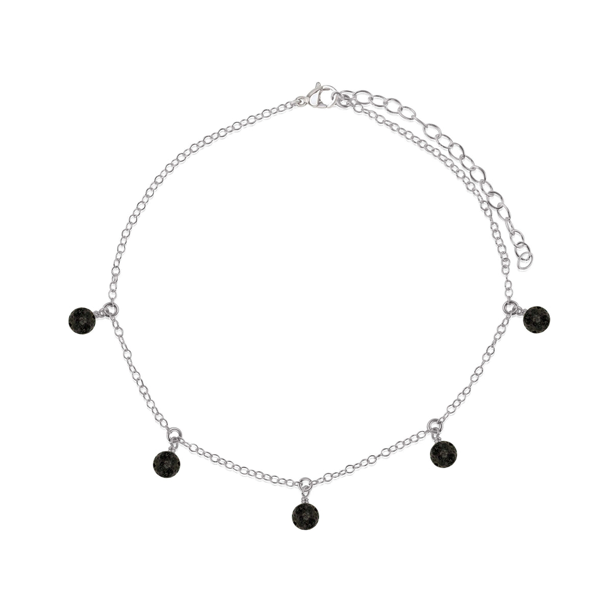 Bead Drop Anklet - Lava - Stainless Steel - Luna Tide Handmade Jewellery